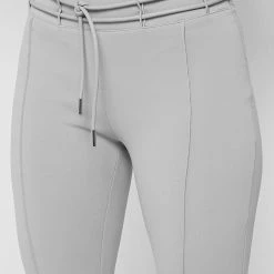 Woman Leggings Neoprene High Waisted Leggings With Tie - Iced Grey