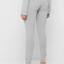 Woman Leggings Neoprene High Waisted Leggings With Tie - Iced Grey