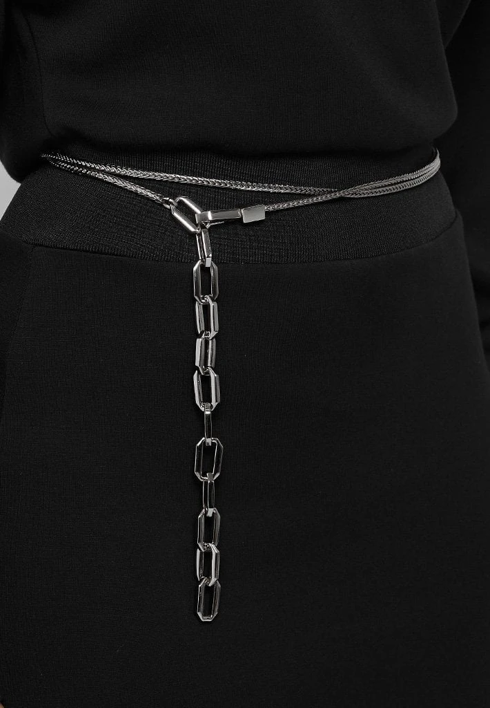 Woman Dresses Neoprene Jumper Dress With Chain - Black