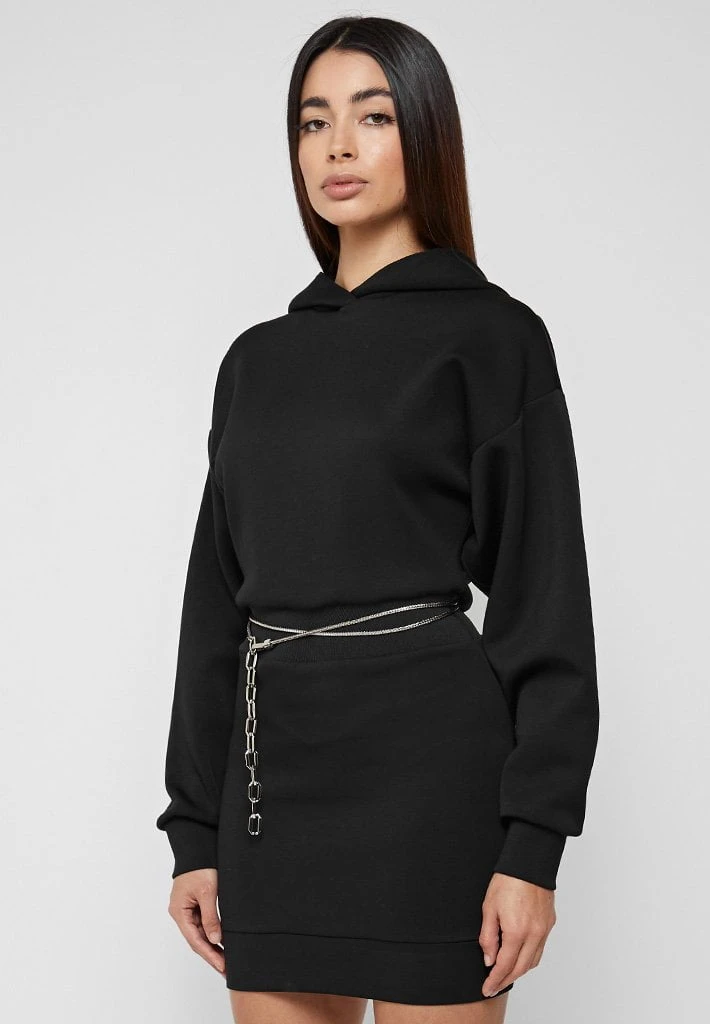 Woman Dresses Neoprene Jumper Dress With Chain - Black