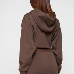 Woman Dresses Neoprene Jumper Dress With Chain - Brown