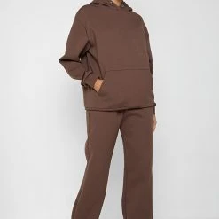 Woman Tracksuits Neoprene Oversized Hoodie - Brown