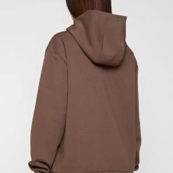 Woman Tracksuits Neoprene Oversized Hoodie - Brown