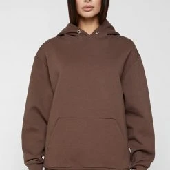 Woman Tracksuits Neoprene Oversized Hoodie - Brown