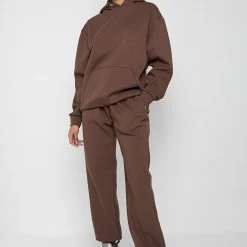 Woman Tracksuits Neoprene Oversized Joggers - Brown