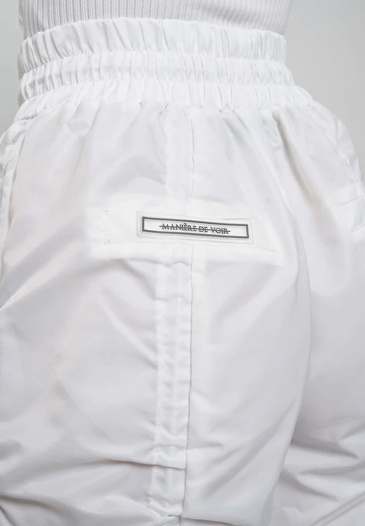 Woman Trousers Nylon Bungee Ruched Cargo Pants - Off White