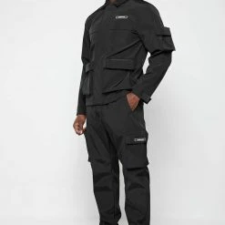 Man Casual Trousers Nylon Cargo Pants - Black