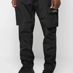 Man Casual Trousers Nylon Cargo Pants - Black