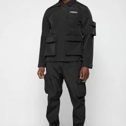 Man Jackets Nylon Harrington Jacket - Black