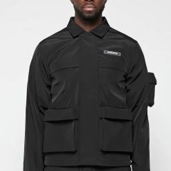 Man Jackets Nylon Harrington Jacket - Black
