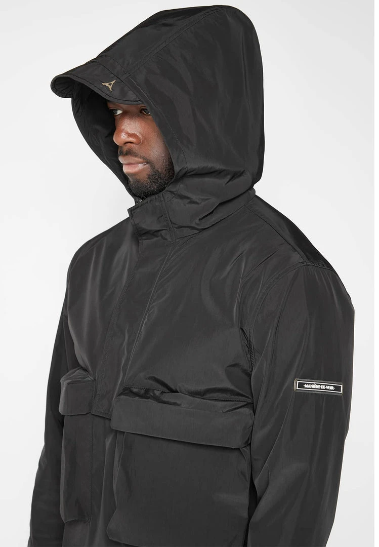 Man Jackets Nylon Cargo Anorak - Black