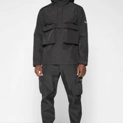 Man Jackets Nylon Cargo Anorak - Black