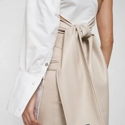 Woman Tops TOPS & T SHIRTS One Sleeve Vegan Leather Wrap Top - White