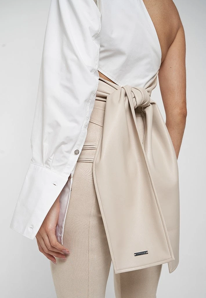 Woman Tops TOPS & T SHIRTS One Sleeve Vegan Leather Wrap Top - White