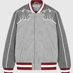 Man Jackets Panther Varsity Jacket - Grey