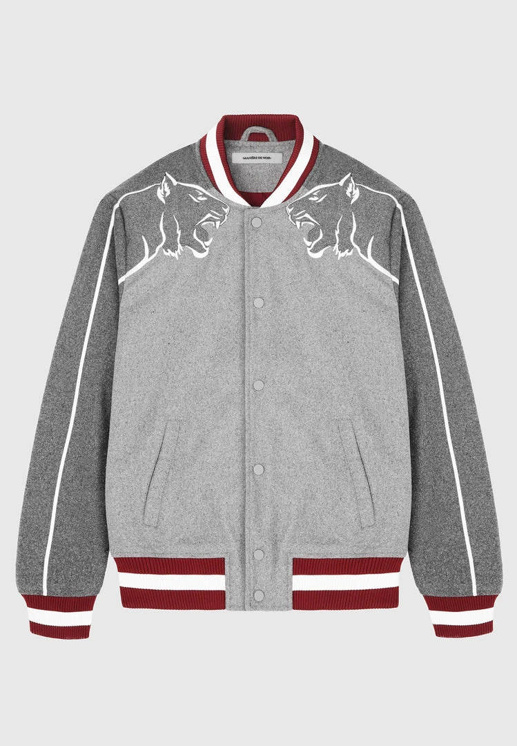 Man Jackets Panther Varsity Jacket - Grey