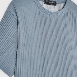 Man T-Shirts T-SHIRTS & TOPS Pleated T-Shirt - Steel Blue