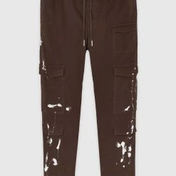 Man Casual Trousers Paint Splatter Cargo Pants - Brown