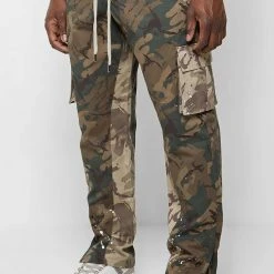 Man Casual Trousers CARGO PANTS Paint Splatter Camo Cargos Pants - Camo