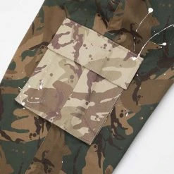 Man Casual Trousers CARGO PANTS Paint Splatter Camo Cargos Pants - Camo