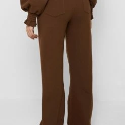 Woman Tracksuits Paperbag Waist Joggers - Chocolate Brown