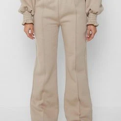 Woman Tracksuits Paperbag Waist Joggers - Taupe