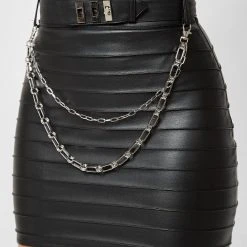 Woman Skirts Pleated Seam Detail Mini Skirt - Black