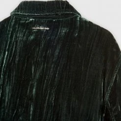 Man Jackets Pleated Velour Trucker Jacket - Forest Green