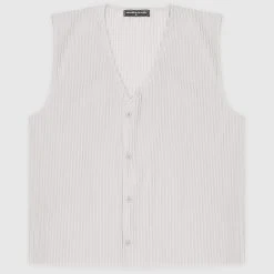 Man Tops SHORTS SETS Pleated Vest - Ice Grey