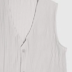 Man Tops SHORTS SETS Pleated Vest - Ice Grey