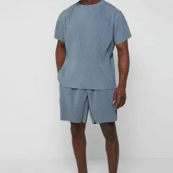 Man Shorts Pleated Shorts - Steel Blue