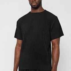 Man T-Shirts T-SHIRTS & TOPS Pleated T-Shirt - Black