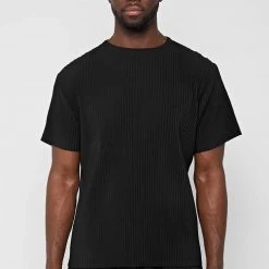 Man T-Shirts T-SHIRTS & TOPS Pleated T-Shirt - Black