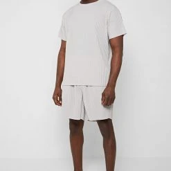 Man T-Shirts Pleated T-Shirt - Ice Grey