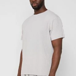 Man T-Shirts Pleated T-Shirt - Ice Grey