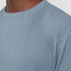 Man T-Shirts T-SHIRTS & TOPS Pleated T-Shirt - Steel Blue