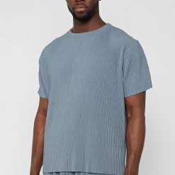 Man T-Shirts T-SHIRTS & TOPS Pleated T-Shirt - Steel Blue
