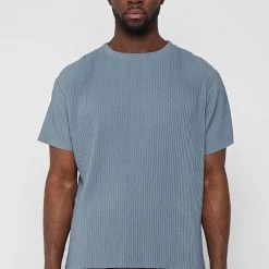Man T-Shirts T-SHIRTS & TOPS Pleated T-Shirt - Steel Blue