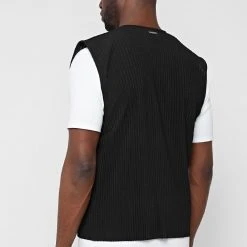 Man Tops Pleated Vest - Black SHORTS SETS