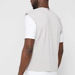 Man Tops SHORTS SETS Pleated Vest - Ice Grey