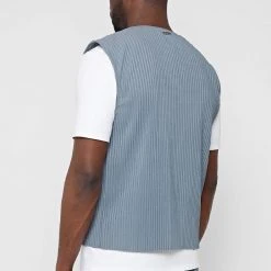 Man Tops SHORTS SETS Pleated Vest - Steel Blue