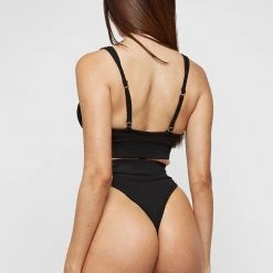 Woman Lingerie Plunge Bralette - Black