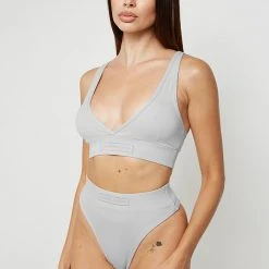 Woman Lingerie Plunge Bralette - Iced Grey