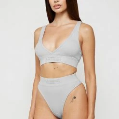 Woman Lingerie Plunge Bralette - Iced Grey