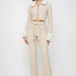 Woman Jackets CO-ORDS Plush Knitted Jacket - Beige