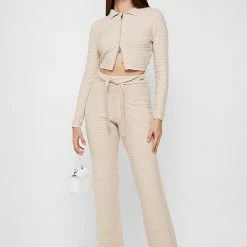 Woman Jackets CO-ORDS Plush Knitted Jacket - Beige