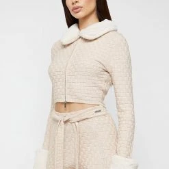 Woman Jackets CO-ORDS Plush Knitted Jacket - Beige