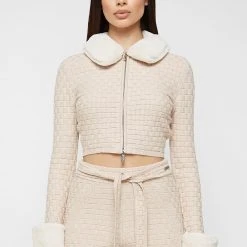 Woman Jackets CO-ORDS Plush Knitted Jacket - Beige
