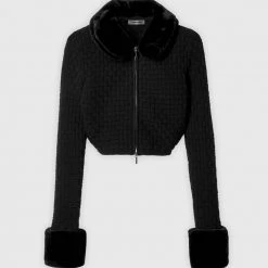 Woman Jackets CO-ORDS Plush Knitted Jacket - Black