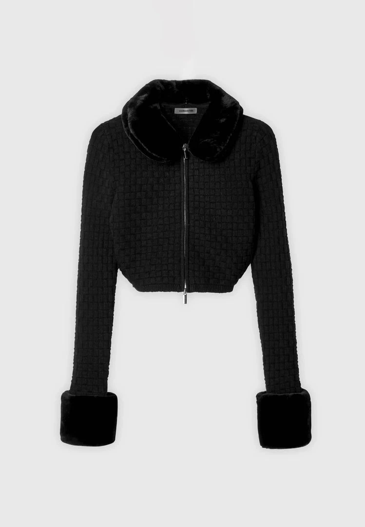 Woman Jackets CO-ORDS Plush Knitted Jacket - Black